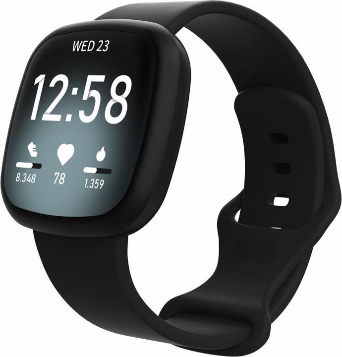 Apfelkiste Fitbit Versa 4 / Versa 3 / Sense 2 / Sense Silikon Sport Armband - Schwarz (Silicone)