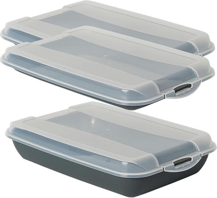 Produktbild Novaliv Sparset 2x flach 1x hoch Anthrazit Premium Aufschnittbox mit Transparentem Deckel, Frischhal (25 x 17 x 3 cm)