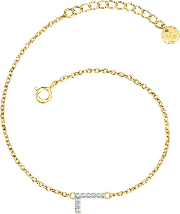 Immagine prodotto Glanzstücke München Lettera L da donna in argento sterling con zirconia cubica in oro giallo 17,0 cm di lunghezza base (17 cm, Argento)