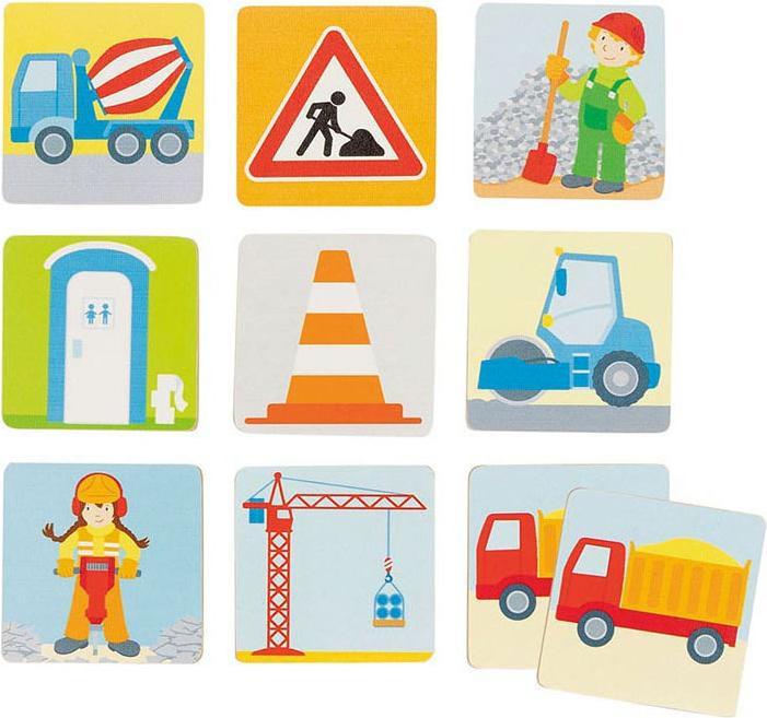 Actual product image Goki Memo game construction site 32 parts (German, English, French, Italian)