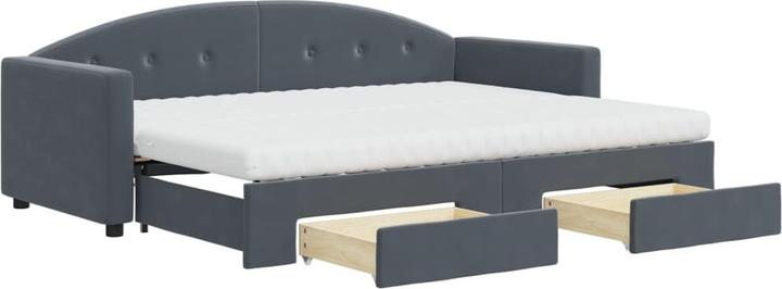 Produktbild VidaXL Tagesbett Ausziehbar Schubladen Schlafsofa Bett Dunkelgrau 80x200 cm Samt