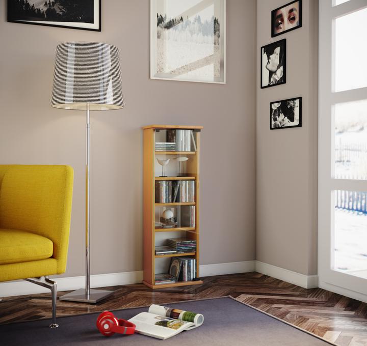 Produktbild VCM Holz CD DVD Stand Regal Vetro mit Glastür (31 x 18 x 92 cm)