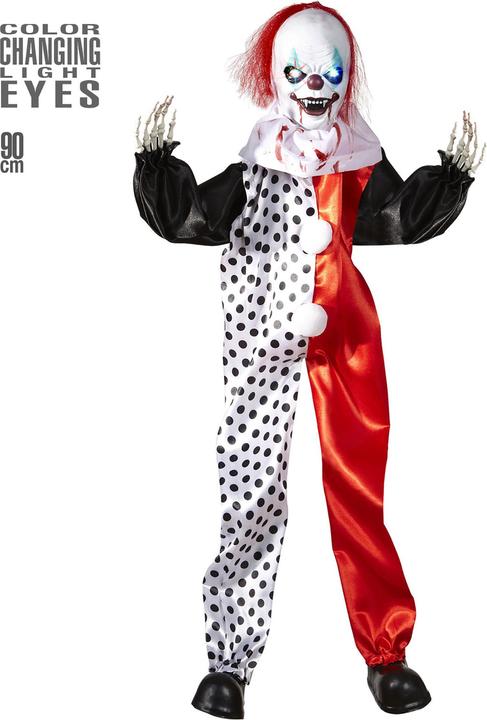 Produktbild Widmann Halloween Deko Killer Clown mit farbwechselnden Augen 90cm