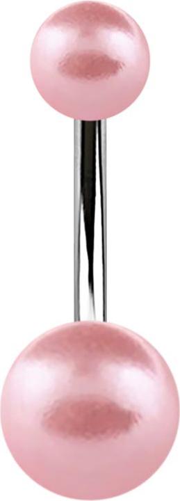 Produktbild Star Piercing Banane silber mit zwei Perlenkugeln rosa (ohne Messing, Chirurgenstahl 316L)