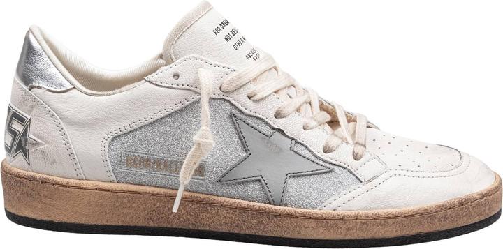 Golden Goose ballstar in nappa and glitter natural and silver color