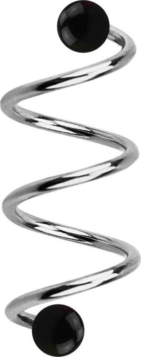 Star Piercing Micro Spirale silber mit zwei Kugeln schwarz (Chirurgenstahl 316L)