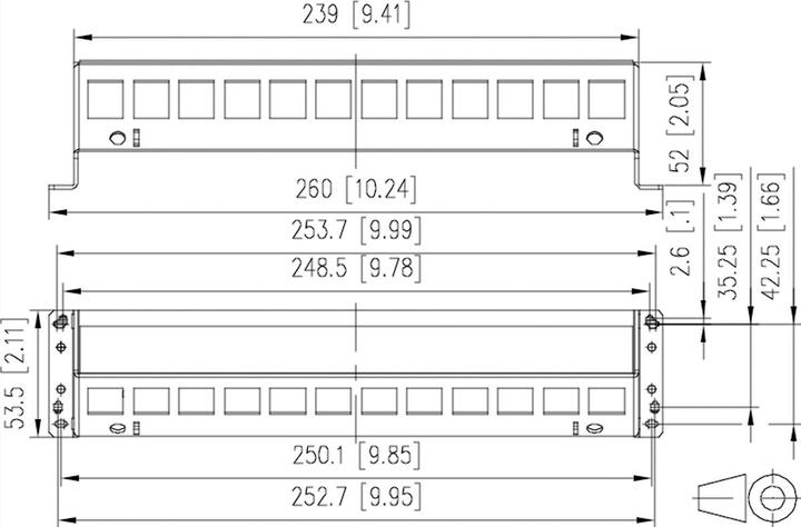 Image du produit Metz Connect Panneau de brassage SmartConnect 12 ports Keystone, non équipé Porte-module vide pour recevoir des