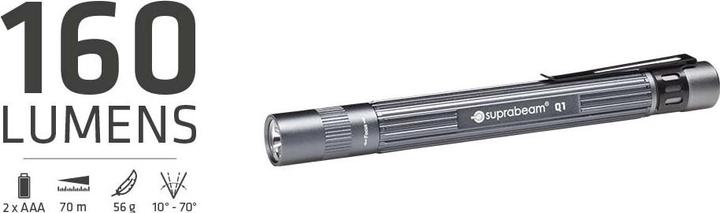 Actual product image Suprabeam Q1 Q1 Penlight Battery Powered LED 14.2cm Grey (14.20 cm, 160 lm)
