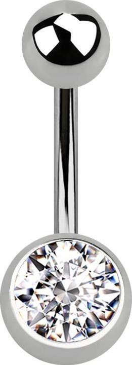 Star Piercing Sterile Banane silber mit Kugel und Kugel Kristall silber (ohne Messing, Titan G23)