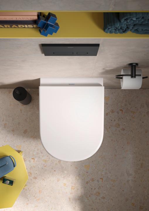 Produktbild Duravit D-Code WC-Sitz, abnehmbar, mit Absenkautomatik, Pinbefestigung, 374x433mm, Weiss Hochglanz