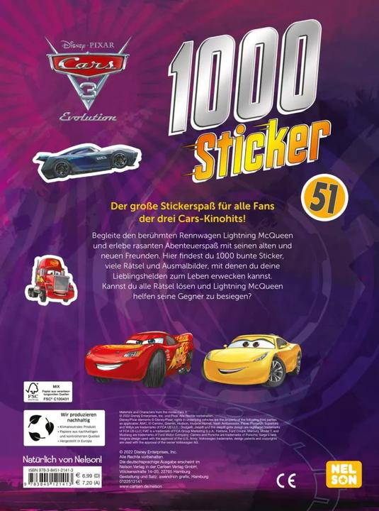 Produktbild Disney Cars 3: 1000 Sticker