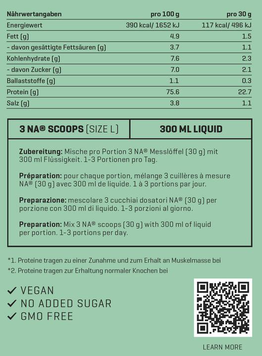 Nutritional values and ingredients Nutriathletic Plant Protein + EAA (Banana, 1 pcs., 800 g)