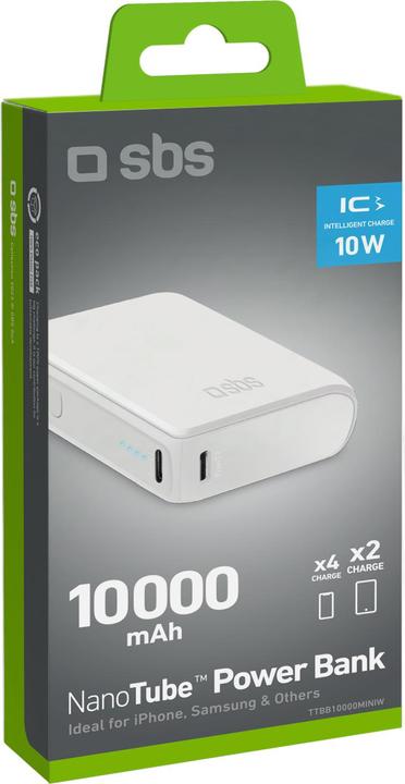 Immagine prodotto SBS Powerbank 10.000mAh 2x USB-C/1x USB 10W whiteá (10000 mAh, 10 W, 37 Wh)