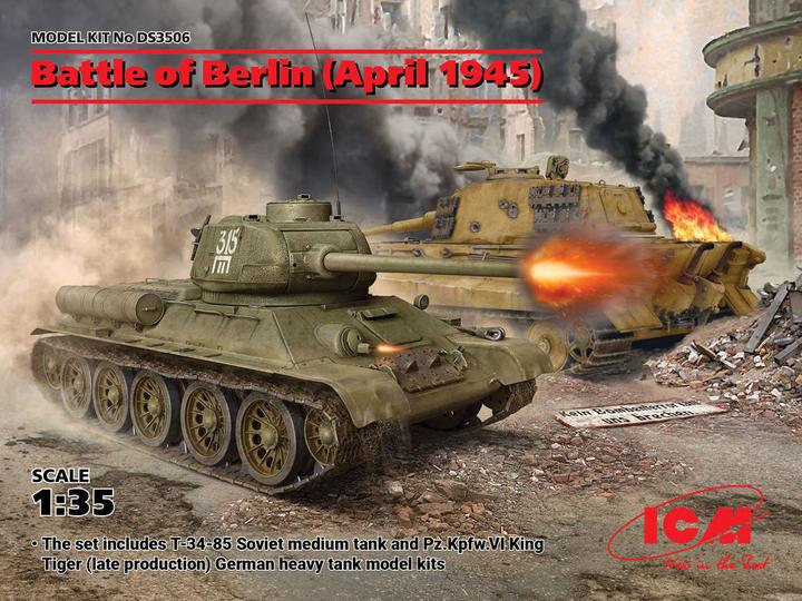 Actual product image ICM Battle of Berlin (April 1945) (T-34-85, King Tiger)