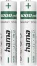 Actual product image Hama NiMH rechargeable batteries, AAA Micro, 1000 mAh, 1.2 V, ready for immediate use, 2 pcs. (2 pcs., AAA, 1000 mAh)