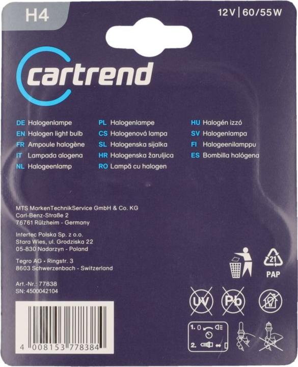 Produktbild Unitec Standard Halogenlampe (H4)