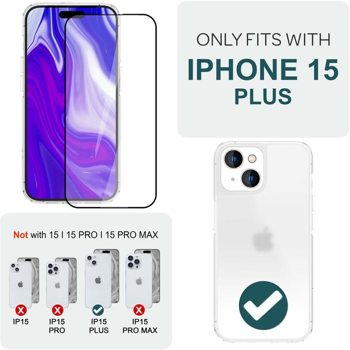 Image du produit Nalia 2x verre de protection & 1x gabarit (2 pièce(s), Apple iPhone 15 Plus)