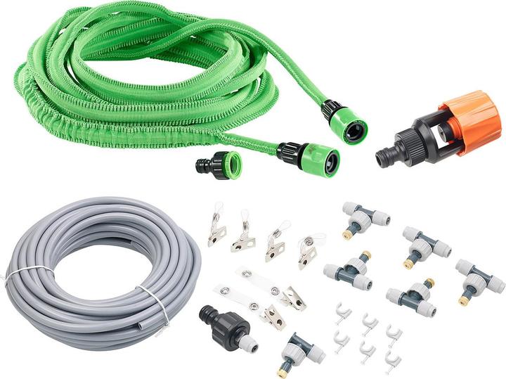 Immagine prodotto Royal Gardineer Set di spruzzatori d'acqua con tubo da giardino espandibile e adattatore per rubinetto (Set per l'irrigazione a goccia)