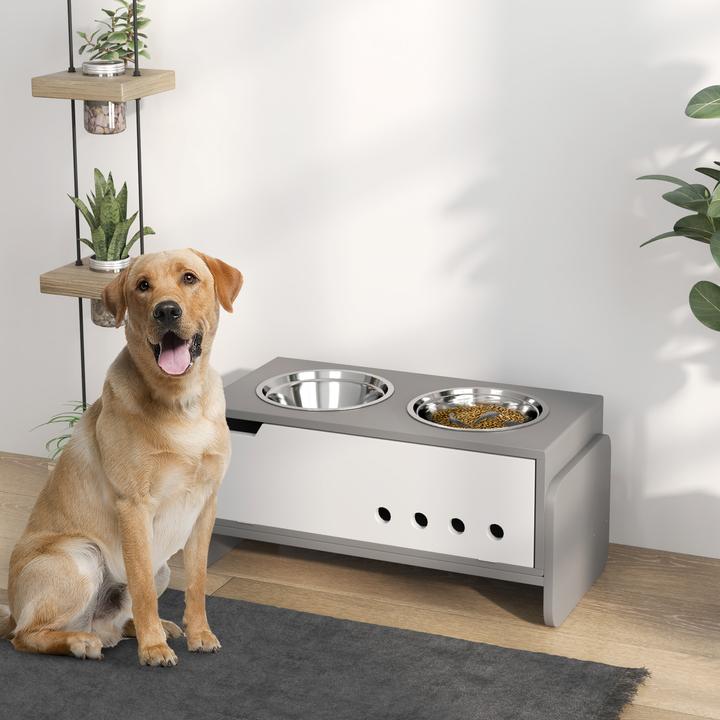 Actual product image PawHut Hundenapf MDF, Stahl Grau (2 l)