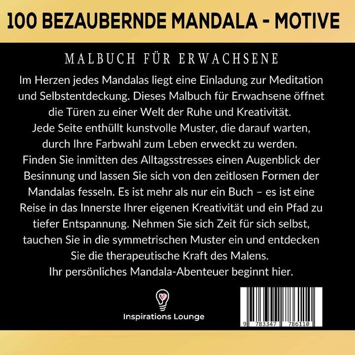 Nährwerte und Zutaten Malbuch mit 100 bezaubernden Mandala-Motiven: Ausmalen Entspannen Antistress.