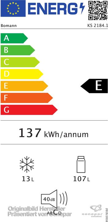 Energie-Label Bomann KS 2184 W (120 l)