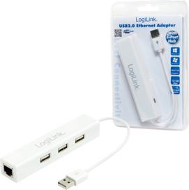 Immagine prodotto LogiLink Adattatore da USB 2.0 a Fast Ethernet, bianco (3 Porti)