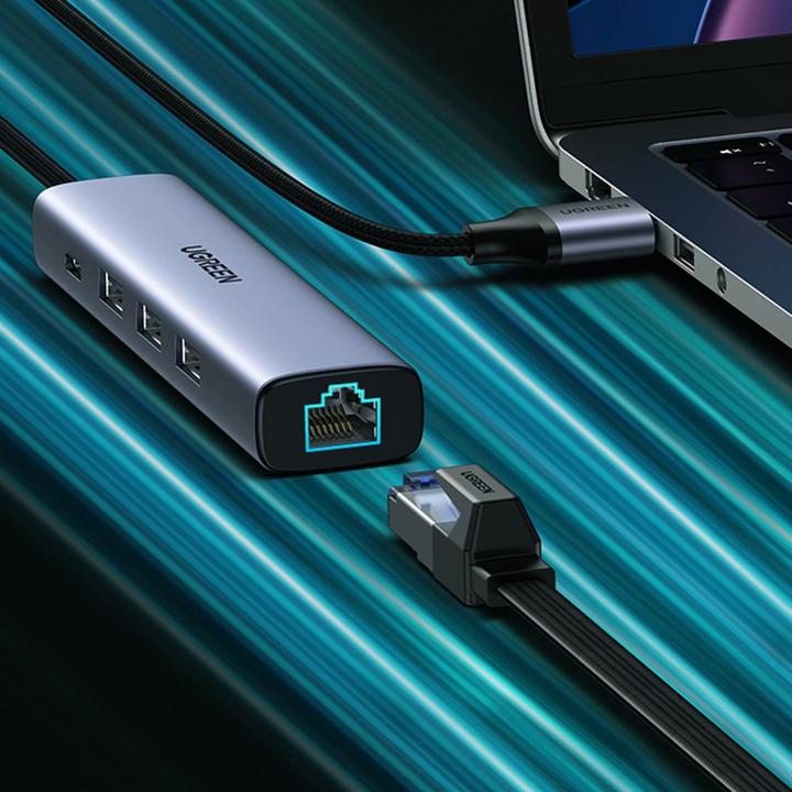 Produktbild Ugreen Gigabit Ethernet Adapter Hub mit USB PD (USB-C, 4 Ports)