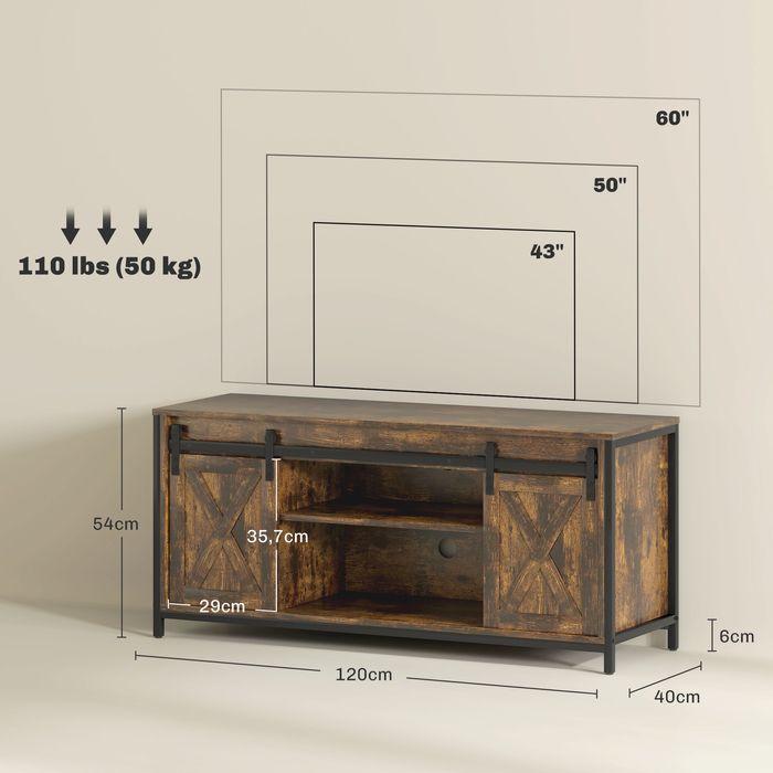 Actual product image Swisshandel24 TV-Schrank, Fernsehtisch für Fernseher bis zu 60 Zoll, Lowboard, Fernsehschrank (120 x 40 x 54 cm)