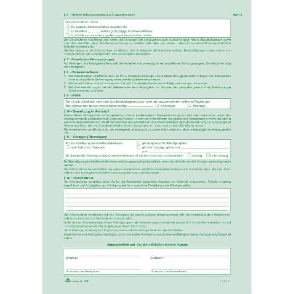 Actual product image Rnk Employment contract for marginal and part-time employees, self-copying (4 x)