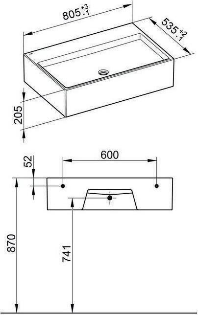 Produktbild Keuco Mineralguss-Waschtisch EDITION 90 805x205x535mm we o HL-boh (535 mm, 805 mm)