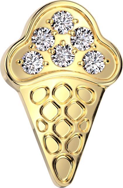 Star Piercing Dermal Anchor Eiswaffel vergoldet Kristalle silber (Titan G23, ohne Messing)
