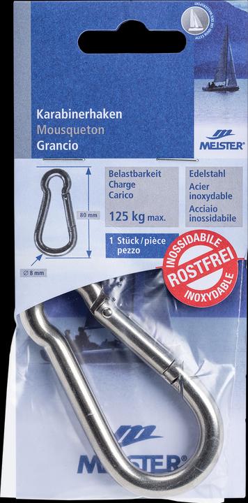 Meister Karabinerhaken Edelstahl ø 8 mm 80 mm