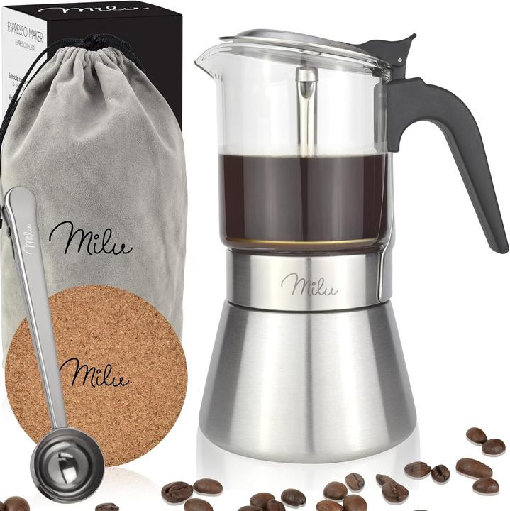 Immagine prodotto Milu Macchina per espresso a induzione adatta a 4 tazze da 200 ml (4 T.)