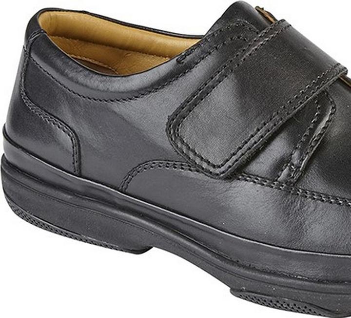 Roamers Leder Wide Fit Klettverschluss Schuhe