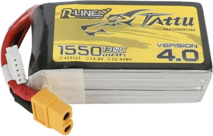 Immagine prodotto Tattu Accumulatore R-Line Versione 4.0 1550mAh 14.8V 130C 4S1P XT60 (14.80 V, 1550 mAh)