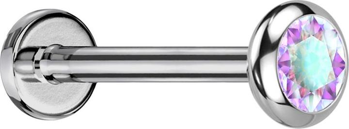 Immagine prodotto Star Piercing Micro Labret filo interno argento disco arrotondato argento cristallo multicolore (senza ottone)