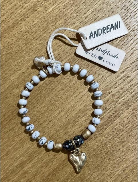 Andreani Armband aus echtem Howlith mit Herzanhänger von (19 cm)