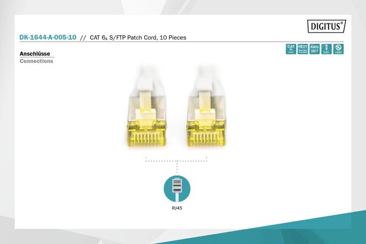 Actual product image Digitus CAT 6A S/FTP patch cord, 10 pieces (S/FTP, CAT6a, 0.50 m)