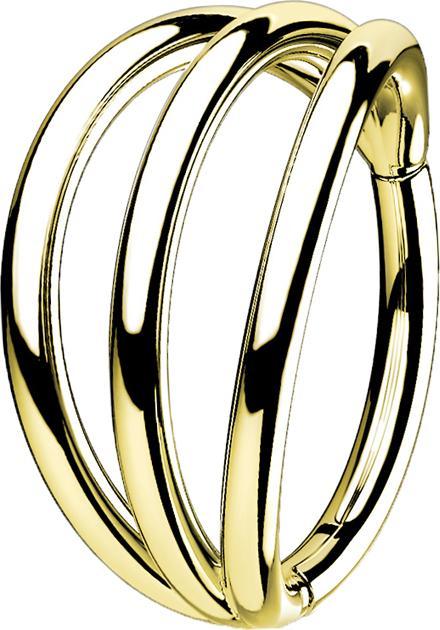 Star Piercing Micro Segmentring klappbar vergoldet drei Ringe (ohne Messing, Titan G23)