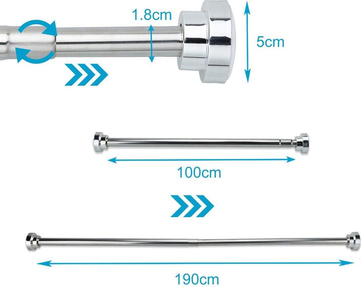 Immagine prodotto Intirilife Asta telescopica in ARGENTO 100 - 170 cm