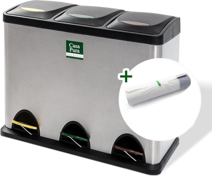 Produktbild Casa Pura 3-Kammer-Mülleimer inkl. 15 Müllbeutel (24 l)