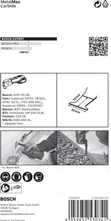 Actual product image Bosch Professional Zubehör Expert MetalMax MAII 32 AIT blade for multifunctional tools, 70 x 32 mm