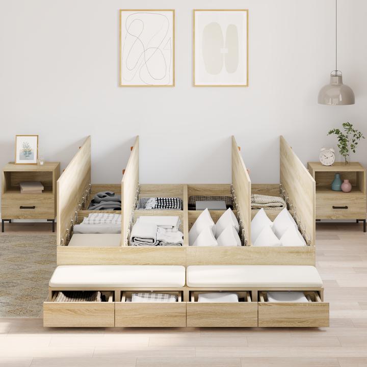 Produktbild VidaXL Storage Bed Frame Sonoma Oak 160x200 cm (160 x 200 cm)