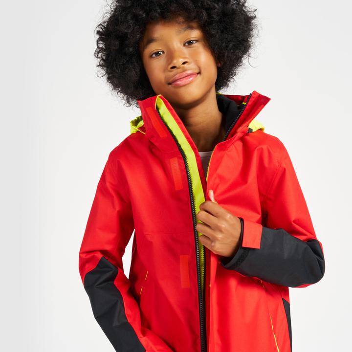 Produktbild Tribord Regenjacke Segeljacke Kinder wasserdicht winddicht - Sailing 300 rot/gelb