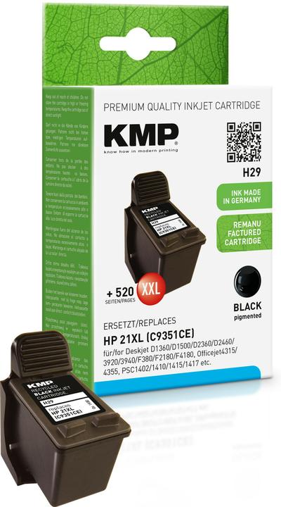 Image du produit KMP H29 Cartouche d'encre compatible avec HP C 9351 AE (CF)