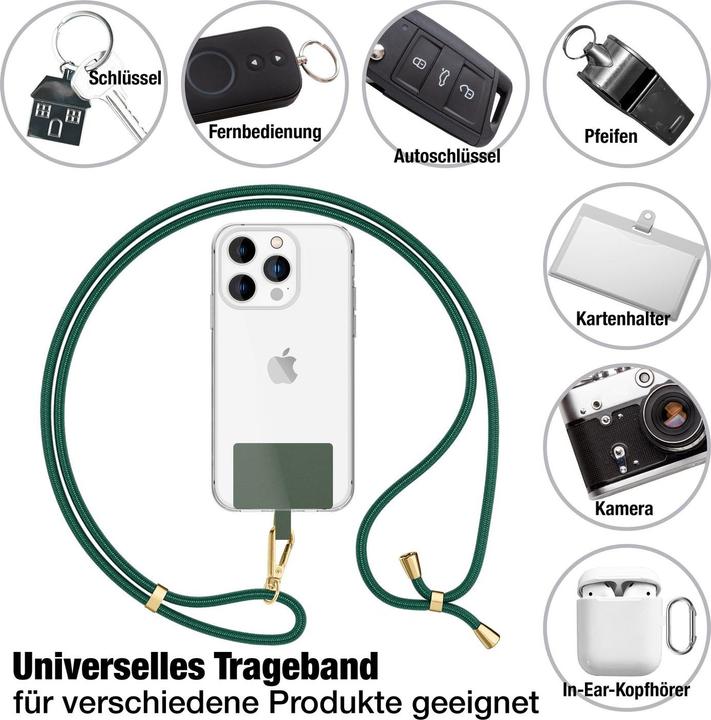 Actual product image Nalia Handyband + Pad für Hülle zum Umhängen, Karabinerhaken Anhänger aus Metall (gold)