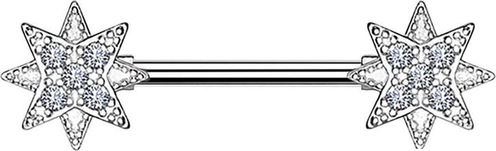 Star Piercing Barbell silber Stern mit Kristall (Messing, Chirurgenstahl 316L)