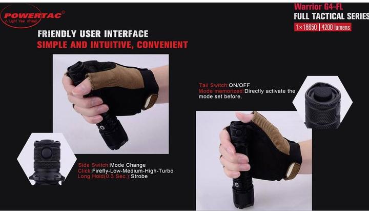 Image du produit Powertac Lampe de poche LED Warrior G4 (15.20 cm, 4200 lm)