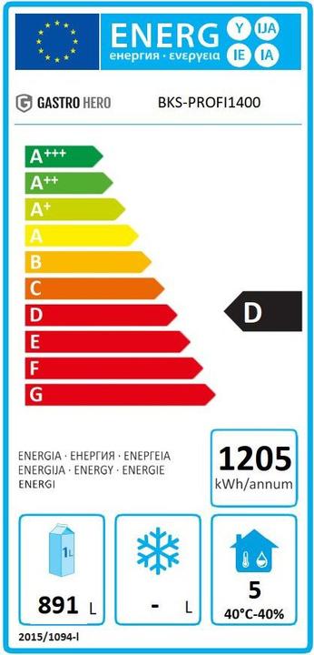Label énergétique Gastro Hero Armoire réfrigérée de boulangerie PROFI EN - avec portes