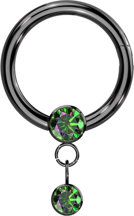 Star Piercing Micro Segmentring klappbar schwarz Kristall dunkel multicolor Anhänger Kette Kristall dunkel multico (Titan G23, ohne Messing)